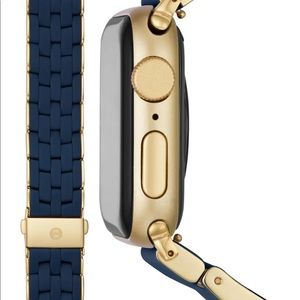 Michele Woven Silicone & Yellow Goldtone Apple Watch® Strap. Navy. NWT